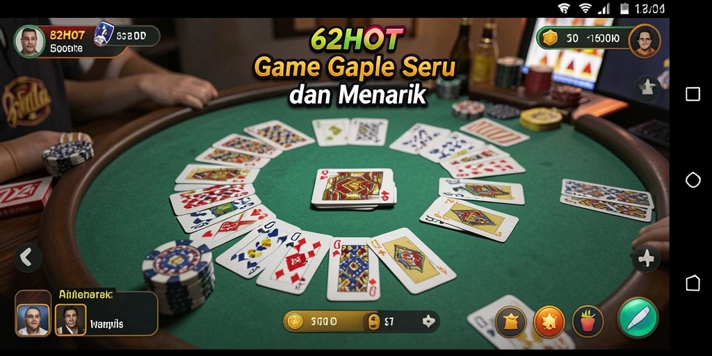 Tampilan gameplay Gaple 62HOT yang seru dan menantang.
