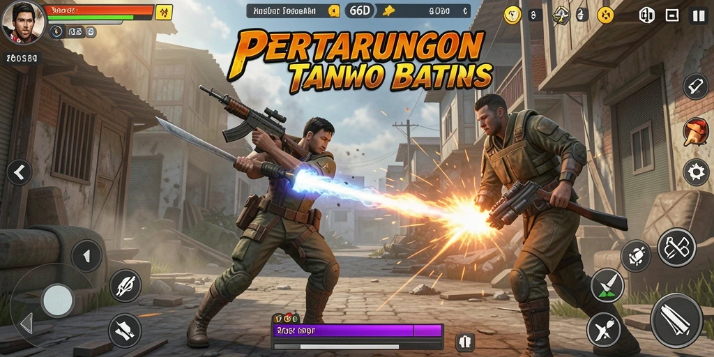 Screenshot dari gameplay seru di 66D yang menampilkan pertarungan karakter.