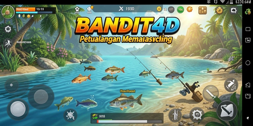 Screenshot gameplay BANDIT4D menampilkan keseruan memancing ikan.