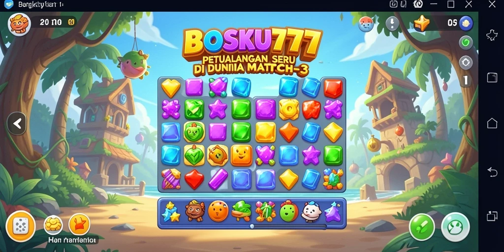 Gameplay seru di BOSKU777 dengan tantangan Match-3 yang menawan.