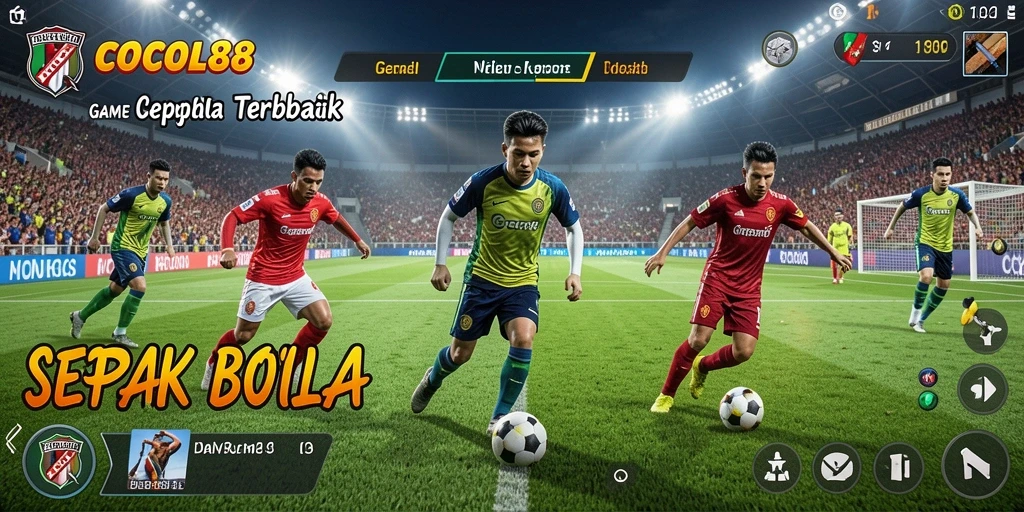 Screenshot utama COCOL88 menunjukkan intensitas pertandingan sepak bola yang mendebarkan.