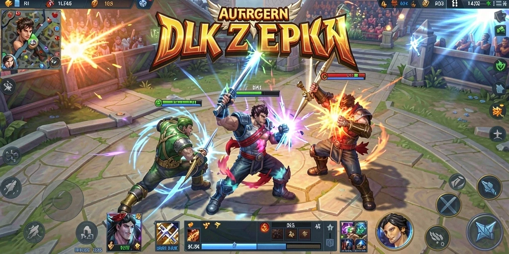 Screenshot gameplay DKK menampilkan pertarungan seru antar pemain di arena MOBA.