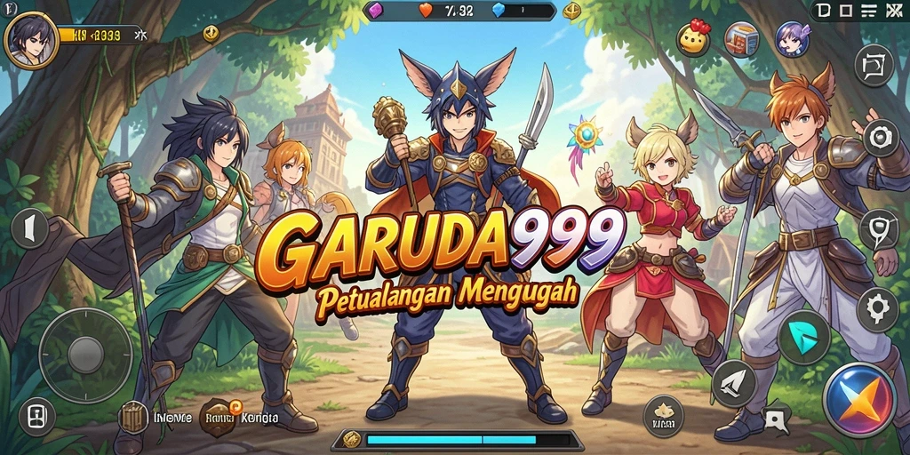 Tangkapan layar GARUDA999 menampilkan karakter Anime dalam aksi.