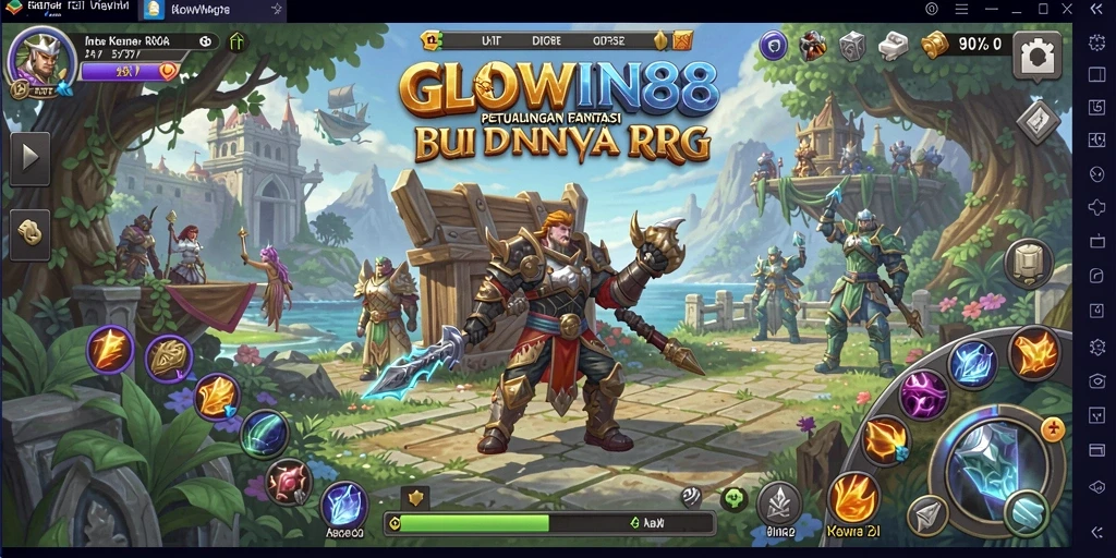 Tampilan menakjubkan dari gameplay RPG di GLOWIN88.