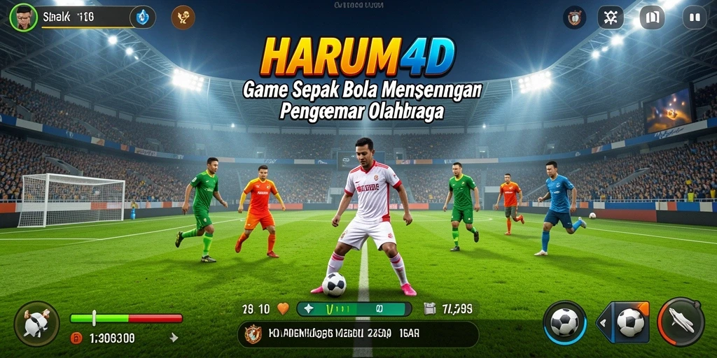 Tampilan gameplay HARUM4D dengan grafis sepak bola menakjubkan.
