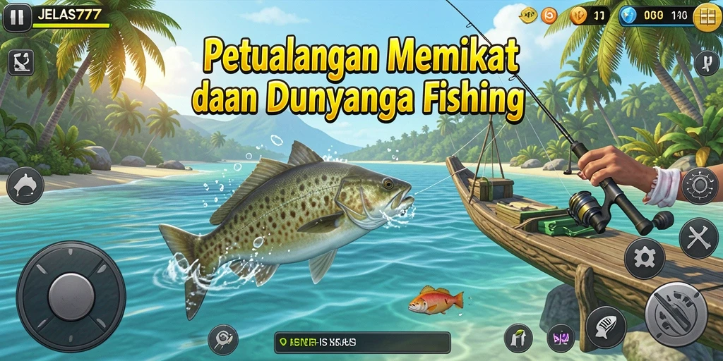 Screenshot gameplay JELAS777 menunjukkan petualangan memancing yang mendebarkan.