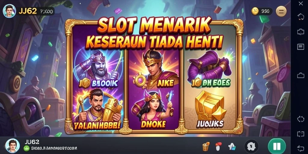 Screenshot utama JJ62 menunjukkan momen seru saat bermain slot yang penuh warna.