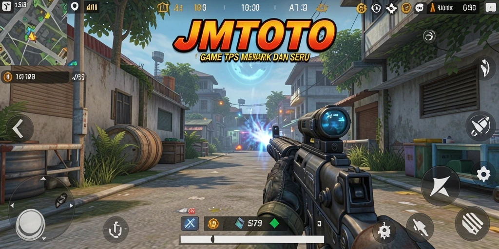 Tampilan gameplay seru dari JMTOTO dengan aksi tembak-menembak intens.