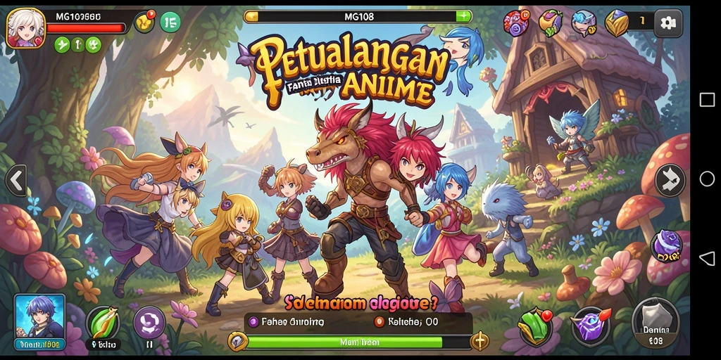 Tampilan aksi seru MG108 dengan karakter anime.