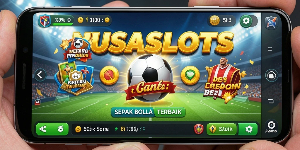 Tampilan gameplay menarik dengan tema sepak bola yang mendebarkan.