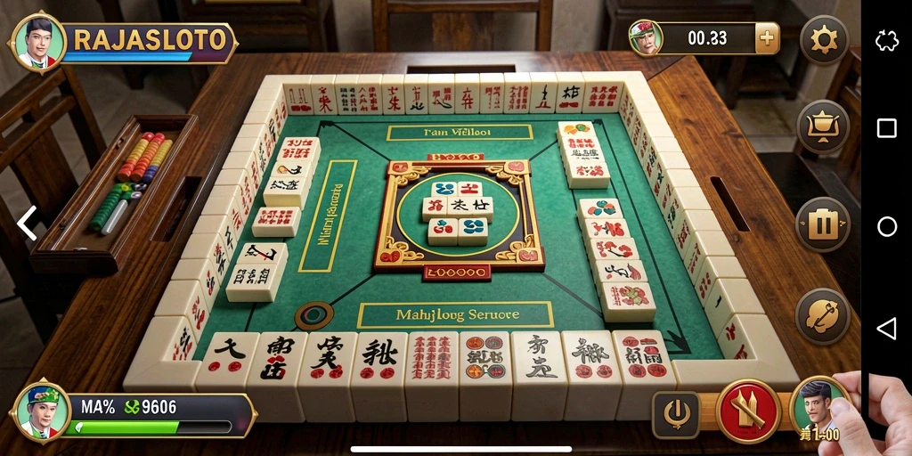 Screenshot gameplay RAJASLOTO yang menampilkan keindahan Mahjong.