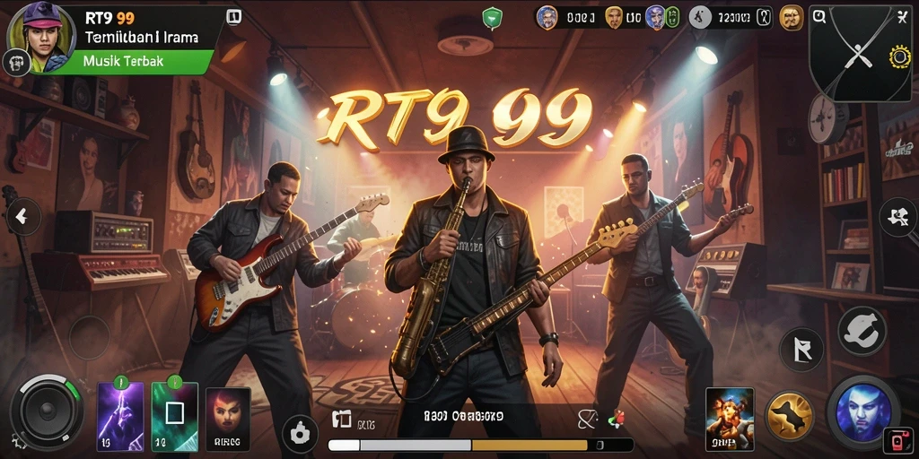 Tampilan gameplay RT99 yang menampilkan keragaman musik.