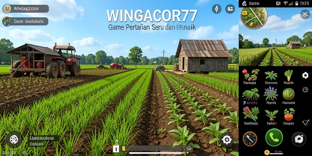 Screenshot gameplay WINGACOR77 menampilkan aktivitas bertani yang seru.